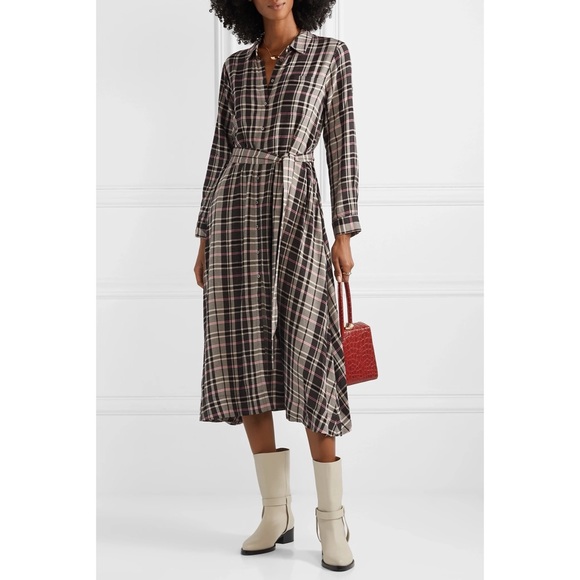 SOLD HATCH Checked Plaid Woven Midi Dress Sz 1 - Picture 9 of 10